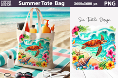 Sea Turtle Beach Tote Bag | Tropical Sea Ocean Sublimation Product Image 1
