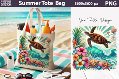 Sea Turtle Beach Tote Bag | Tropical Sea Ocean Sublimation Product Image 1