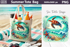 Sea Turtle Beach Tote Bag | Tropical Sea Ocean Sublimation Product Image 1