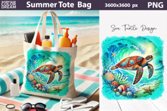 Sea Turtle Beach Tote Bag | Tropical Sea Ocean Sublimation Product Image 1