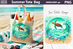 Sea Turtle Beach Tote Bag | Tropical Sea Ocean Sublimation Product Image 1