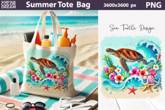 Sea Turtle Beach Tote Bag | Tropical Sea Ocean Sublimation Product Image 1