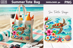 Sea Turtle Beach Tote Bag | Tropical Sea Ocean Sublimation Product Image 1