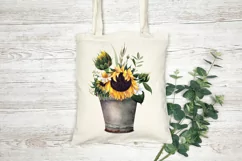 Watercolor sunflower clipart. Floral Sublimation PNG Product Image 7