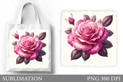 Rose Tote Bag Sublimation. Flowers Sublimation Product Image 1