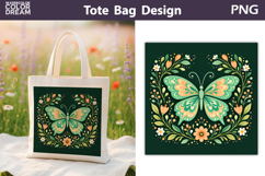 Folk Butterfly Floral Illustration | Tote Bag Sublimation Product Image 1