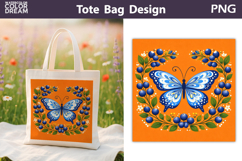 Folk Butterfly Floral Illustration | Tote Bag Sublimation Product Image 1