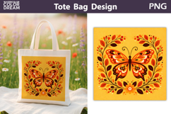 Folk Butterfly Floral Illustration | Tote Bag Sublimation Product Image 1