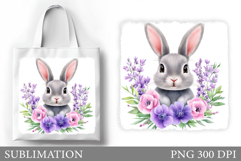 Cute Bunny Tote Bag Design. Bunny Sublimation Product Image 1