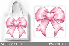 Pink Bow Tote Bag Design. Pink Bow Sublimation Product Image 1