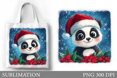 Christmas Panda Tote Bag. Christmas Tote Bag Sublimation Product Image 1