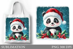 Christmas Panda Tote Bag. Christmas Tote Bag Sublimation Product Image 1