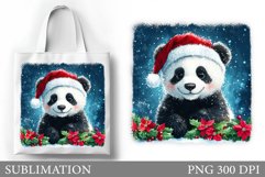 Christmas Panda Tote Bag. Christmas Tote Bag Sublimation Product Image 1