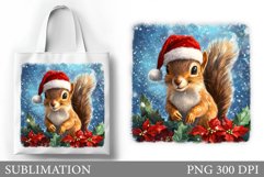 Christmas Squirrel Tote Bag. Christmas Tote Bag Sublimation Product Image 1