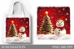 Snowman Tote Bag Sublimation. Christmas Tote Bag Design Product Image 1