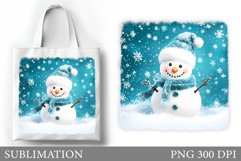 Snowman Tote Bag Sublimation. Christmas Tote Bag Design Product Image 1