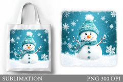 Snowman Tote Bag Sublimation. Christmas Tote Bag Design Product Image 1