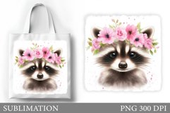 Cute Raccoon Tote Bag Sublimation. Raccoon Sublimation Product Image 1