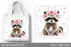 Cute Raccoon Tote Bag Sublimation. Raccoon Sublimation Product Image 1