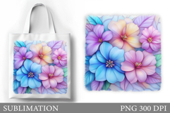 Flowers Tote Bag Design. Floral Tote Bag Sublimation Product Image 1