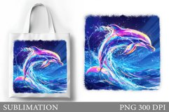 Dolphin Tote Bag Sublimation. Cute Dolphin Sublimation Product Image 1