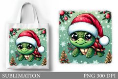 Christmas Turtle Tote Bag. Christmas Tote Bag Sublimation Product Image 1