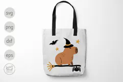 Capybara Witch on a Broomstick Svg and Png for Halloween Product Image 5