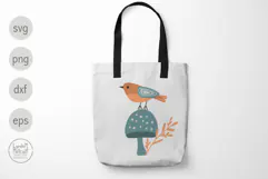Fall Bird with Mushroom Svg and Png. Autumn Bird Clipart Product Image 8