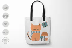 Fall Cat and Mushrooms Svg and Png. Autumn Kitten Clipart Product Image 8