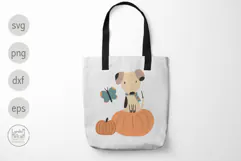 Fall Dog and Pumpkins Svg and Png. Autumn Puppy Clipart Product Image 7