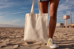 Woman Holding Canvas Tote Bag Product Image 1