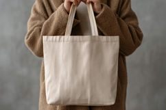 Woman Holding Branding Tote Product Image 1