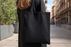 Black Canvas Tote Bag for Fashion Branding Product Image 1