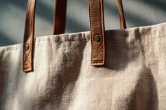 Natural Linen Tote Bag with Leather Handles Product Image 1