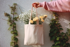 Canvas Tote Bag with Fresh Flowers Product Image 1