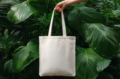 Canvas Tote Bag Against Green Leaves Product Image 1