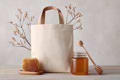 Canvas Tote Bag with Dried Flowers Product Image 1