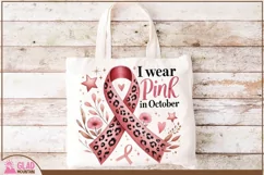 I wear Pink in October png, Boho Breast Cancer Awareness png Product Image 5