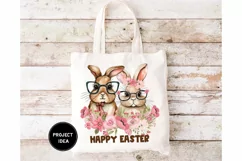 Floral bunny couple with glasses, cute floral bunny design Product Image 3