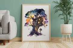 Watercolor Fairy Tree House Clipart Bundle,Tree House Clipart,House Clipart,sublimation design,design file,POD design,commercial use png,tote design png,commerial use art,vintage book clipart,cottagecore clipart,fairy door clipart,whimsical clipart,book n