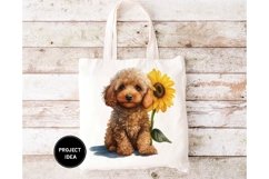 Poodle watercolor puppy sunflower sublimation png, puppy png Product Image 2