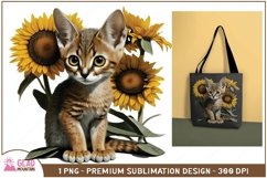 Abyssinian watercolor kitty sunflower sublimation, kitty png Product Image 4