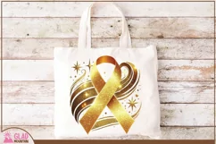 Childhood Cancer Awareness Ribbon, Gold Ribbon Cancer png Product Image 4