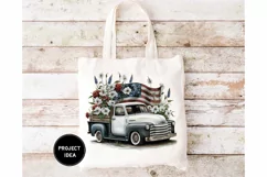 4th of July vintage truck American flag sublimation png Product Image 3