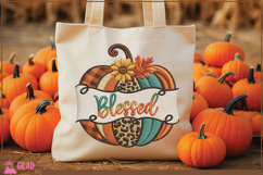 Faux embroidery autumn pumpkin, Blessed fall pumpkin Product Image 2