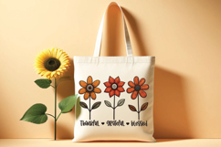 Thankful Grateful Blessed faux embroidery flower sublimation Product Image 2