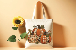 Fall faux embroidery pumpkins, plaid Autumn pumpkins Product Image 3