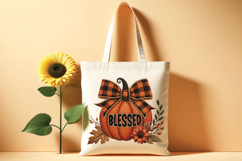 Blessed Pumpkin png, faux embroidered Autumn pumpkin Product Image 5