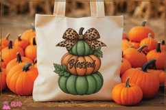 Faux embroidered stacked pumpkins, Blessed Fall Pumpkin png Product Image 2