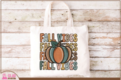 Retro faux embroidery Fall Vibes pumpkin png, Autumn Pumpkin Product Image 2